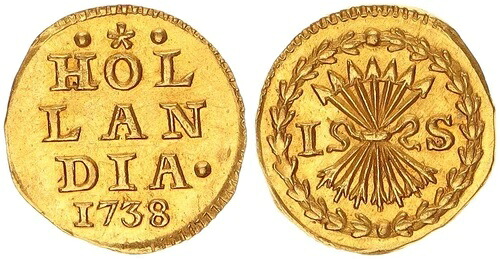 オランダ 1/2 ドゥカット 1738 年 オランダ地方 金貨 120861-