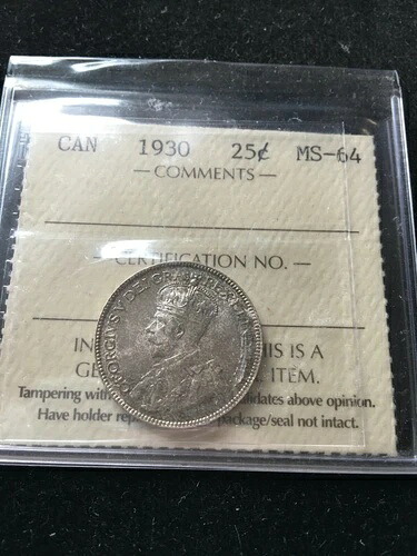 1930年 ICCS グレードカナダ、25セント、**MS-64**｜WORLD RESOURCE【KING店】
