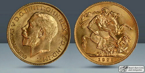 1925年 イギリス ソブリン金貨 0.2354オンス 純金 ブリリアントアンサーキュレート C7232｜WORLD RESOURCE【KING店】 716,100円