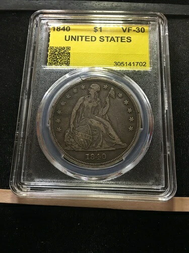 1840年、アメリカ合衆国、自由の女神像、1ドル銀貨
