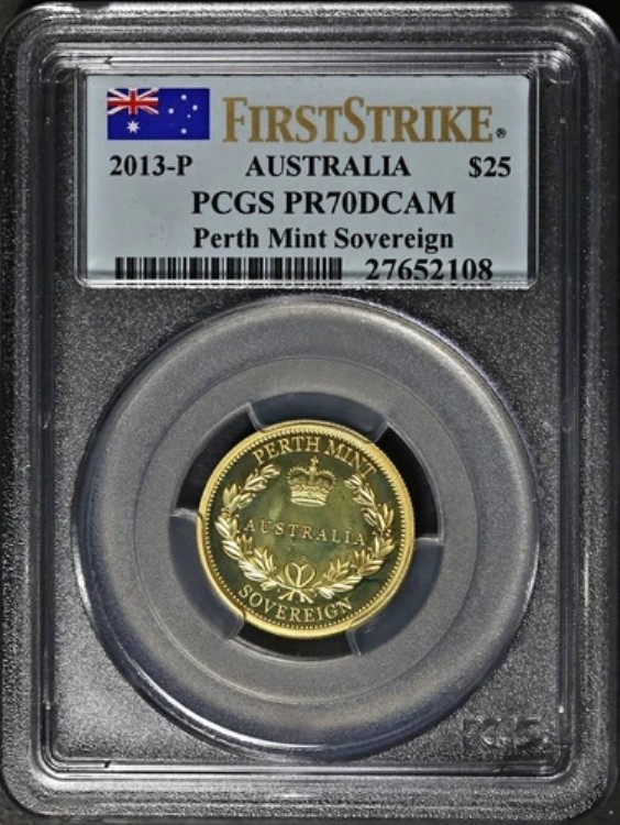 2013-P オーストラリア 25ドル パースミント ソブリン PCGS PR70 DCAM ファーストストライク COA ストック|WORLD RESOURCE【KING店】