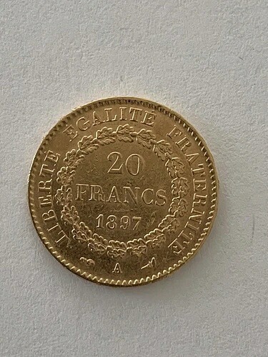 ヴィンテージ 1897 金貨、フランス、ジェニー、20 フラン - 造幣局|WORLD RESOURCE【KING店】