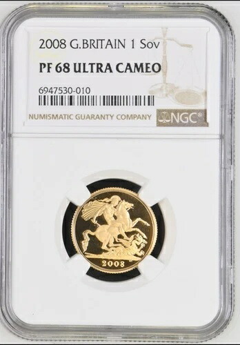 2008年 英国 1 フルソブリン金貨 純度0.9170 金貨 7.9881g NGC PF 68 UC|WORLD RESOURCE【KING店】
