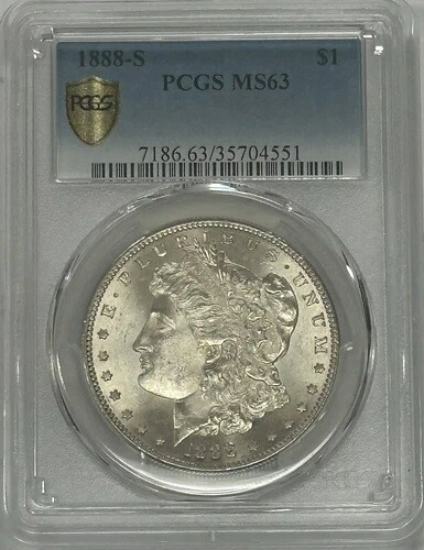 1888年 S モルガン銀貨 PCGS MS-63 ナイスホワイトゴールドシール|WORLD RESOURCE【KING店】