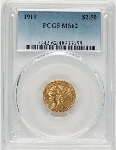 1911年 2.5ドル金貨 インディアン PCGS MS62! 希少なミントステート・サバイバー｜WORLD RESOURCE【KING店】