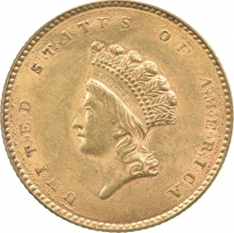 1854年 1ドル インディアン・プリンセス・ヘッド金貨 *7649｜WORLD RESOURCE【KING店】
