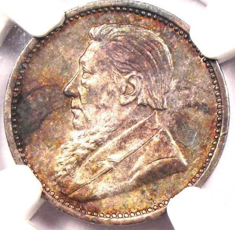 1892 年南アフリカ ザール 3 ペンス (3P) - NGC 未流通 - 希少な BU MS コイン!
