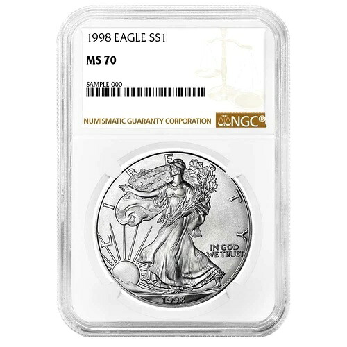 1998年 1ドル アメリカン シルバー イーグル NGC MS70 ブラウンラベル｜WORLD RESOURCE【KING店】