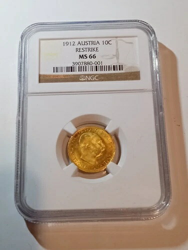 1912年オーストリア10セント再鋳造MS66 NGC金貨