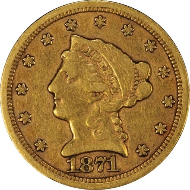 1871-S VF30 リバティヘッドクォーターイーグル、PCGS 56088819