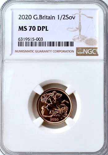 2020年 ゴールド ハーフソブリン NGC MS70 DPL 英国王立造幣局 未流通