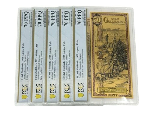 2023年ユタ州ゴールドバックセット PCGS 70（1、5、10、25、50金貨）