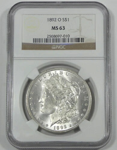 1892-O モルガン・ダラー NGC MS 63 認定シルバーダラー