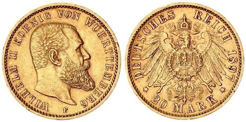 楽天市場】ドイツ プロイセン ヴィルヘルム1世 20マルク金貨 1873年