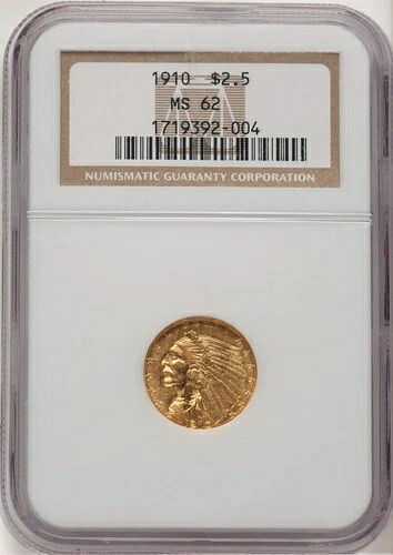 1910年 2.50ドル インディアンクォーターイーグル NGC MS62 (778449004)