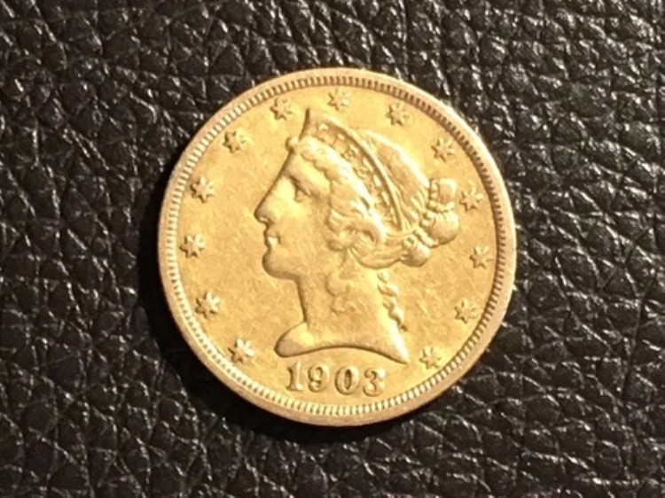 1903-S 5.00 リバティ金貨 XF 未洗浄オリジナル