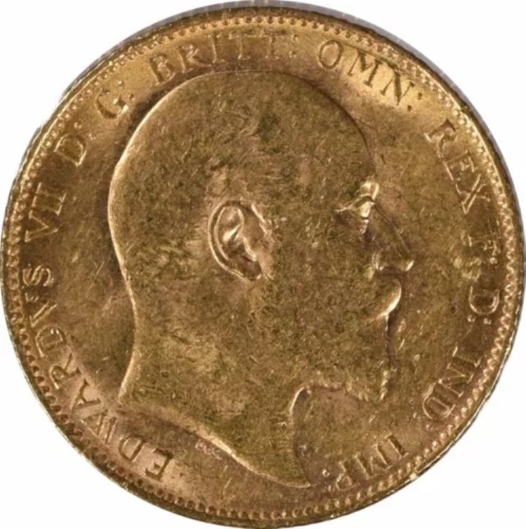 1909年 イギリス 1ソブリン金貨 KM805 BU 未認定 #955