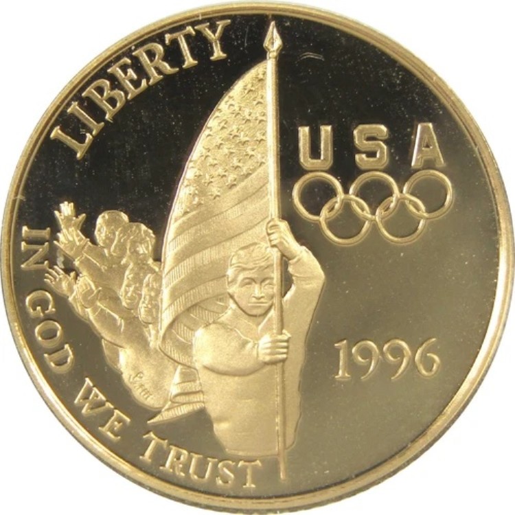アトランタオリンピック旗手記念品 1996年 Wプルーフ金貨 5ドル