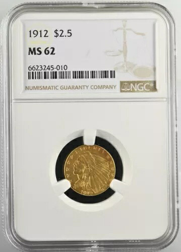 1912年 金貨 インディアンヘッドクォーター 2.5ドル イーグル NGC MS62 6957670-006
