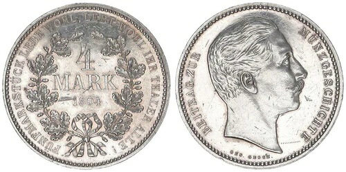 プローブ プロイセン 4マルク銀貨 1904年製 アナックス証明書付き 1984年製 75851 338,085円