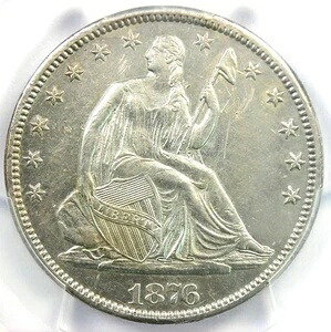 1876-CC 着席リバティ ハーフ ドル 50 セント コイン - PCGS AU 詳細認定 - 希少!