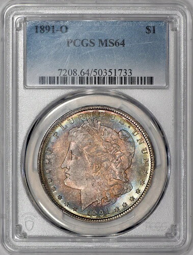 1891-O モーガン シルバー ダラー $1 PCGS MS64 - 鮮やかな色!