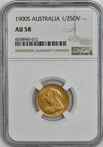 1900年代オーストラリア金貨 1/2ソブリン金貨 AU58 NGC 945799-3