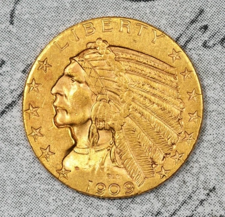 1909-D インディアンヘッド ハーフイーグル ゴールド アンクル #DWI6 $5