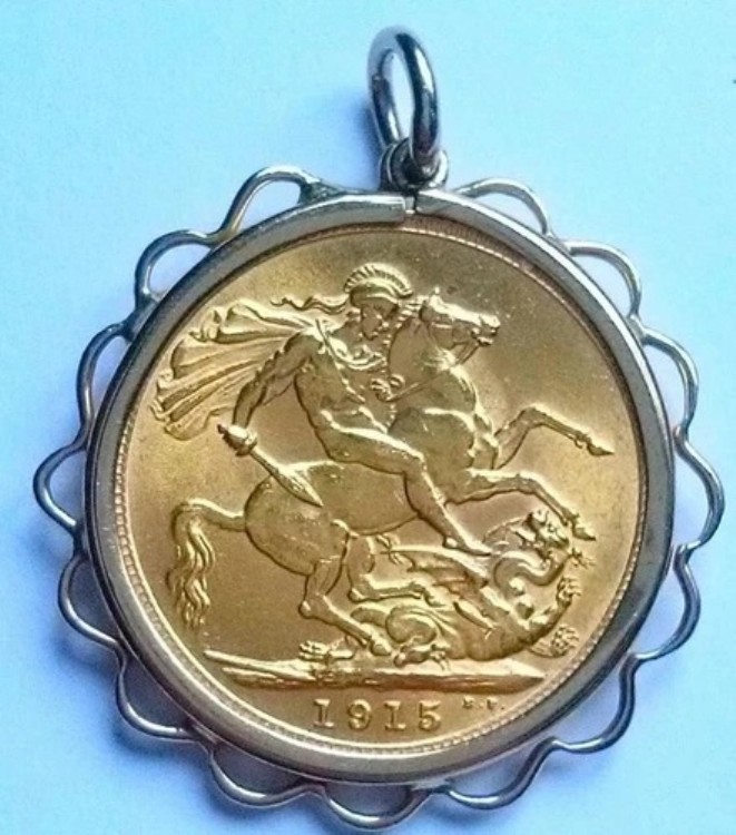 1915年 ソブリン ビクトリア 8g 22ct 9ct ゴールドペンダント 台座 1.8g｜WORLD RESOURCE【KING店】