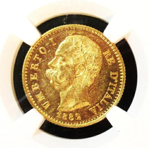 イタリア ウンベルト1世 金貨 20 リラ 1882-R MS62 NGC、ローマ造幣局、KM21、Fr-21。｜WORLD RESOURCE【KING店】