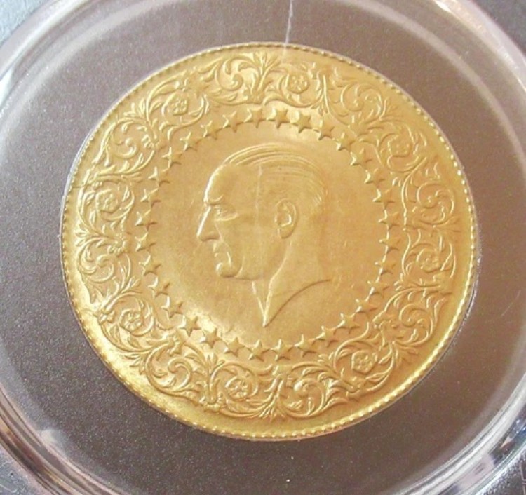 トルコ 1978年 金貨 100 クルシュ モネ ドゥ リュクス ケマル・アタテュルク KM-872 PCGS MS-63｜WORLD RESOURCE【KING店】