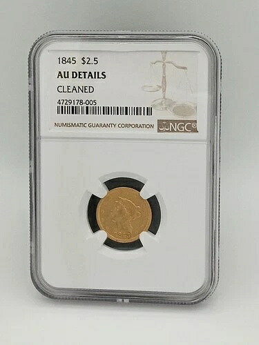 ----- 1845年 米国金貨 リバティヘッド 2.5ドル クォーターイーグルコイン NGC AU* -----|WORLD RESOURCE【KING店】