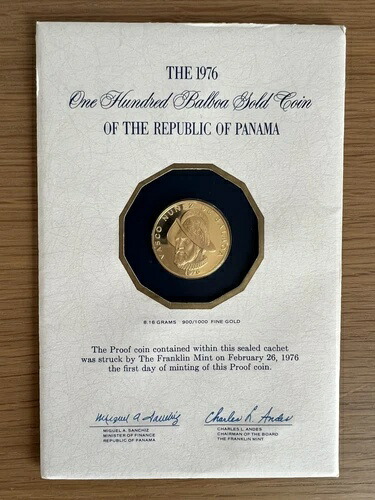 楽天市場】パナマ バルボア生誕500年記念 100バルボア金貨 1975年 21.6
