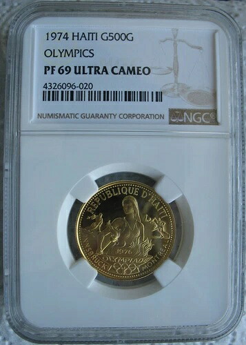 ハイチ 1974年 金貨 500グールド NGC PF-69 Ult.Cameo オリンピック｜WORLD RESOURCE【KING店】