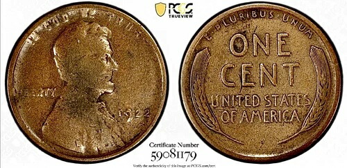 1922年 リンカーン ウィートセント PCGS F12 強力な裏面金シールド|WORLD RESOURCE【KING店】