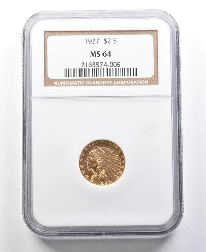 1927年 2.50ドル インディアンヘッド ゴールド クォーターイーグル MS64 NGC *4534｜WORLD RESOURCE【KING店】 309,870円