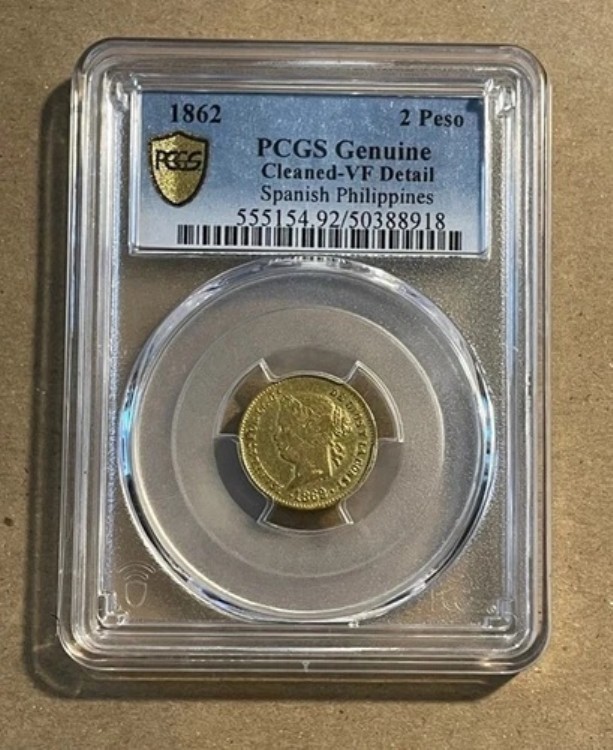 フィリピン - 1862年金貨2ペソ(PCGS VF詳細クリーニング済み)|WORLD RESOURCE【KING店】