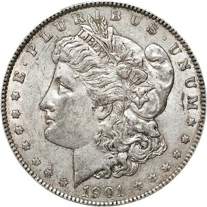 1901年モルガン銀貨 PCGS AU-55。ゴールドシールド。キーデート。素晴らしいコインです！｜WORLD RESOURCE【KING店】 309,870円