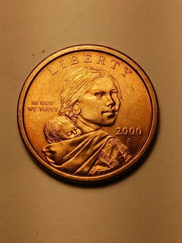 2000 D サカガウィア 1ドル硬貨 米国リバティ ゴールドカラー 流通 縁なし書き込み｜WORLD RESOURCE【KING店】
