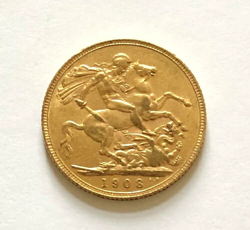1908年 イギリス フルソブリン金貨 (0.2354オンス) - キングエドワード - XF/AU|WORLD RESOURCE【KING店】