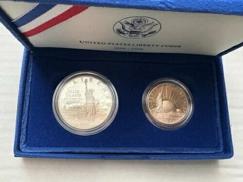 自由の女神100周年記念セット 1886-1986 金 シルバー アメリカ 1986年 自由の女神100周年 プルーフ金貨・銀貨 3枚
