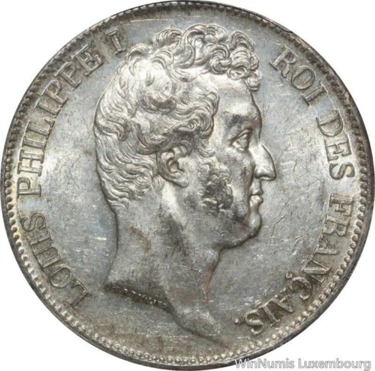 AA899 レア 5 フラン ルイ フィリップ 1831 W リール ティオリエ クルー シルバー PCGS AU58-|WORLD RESOURCE【KING店】