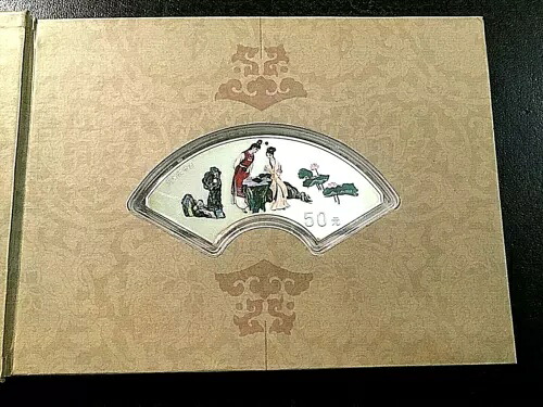 2000年 紅楼夢 5オンス 純銀製 カラーファンコイン、フォルダー、COA