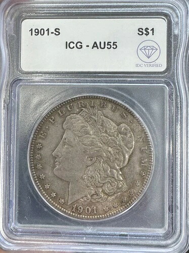 1901年 S モルガン銀貨 ICG AU-55 IDC 検証済み