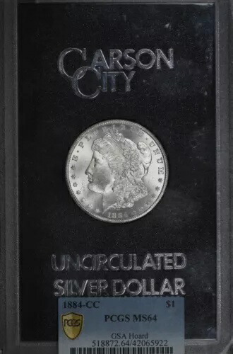 1884-CC GSA モルガン・ダラー PCGS MS-64 オリジナルボックス＆カード付き