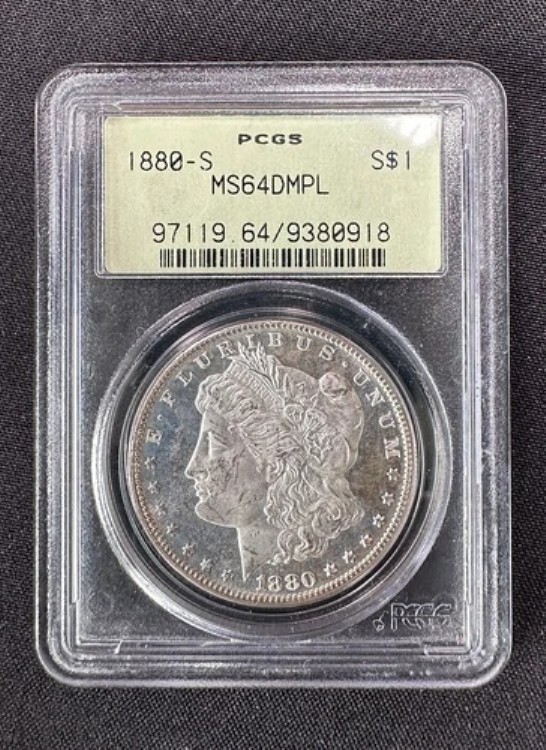 1880-S モルガン銀貨 PCGS OGH MS64 DMPL