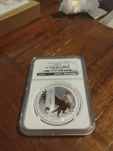 2013-P ツバル 1ドル グリフィン 1オンス .999 純銀 NGC PF 70 ウルトラカメオ アーリーリリース