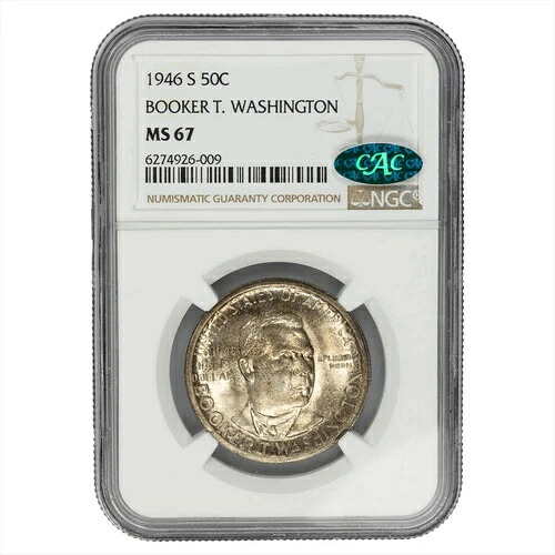 1946S ブッカー・T・ワシントン記念ハーフドル 50セント NGC MS 67 CAC