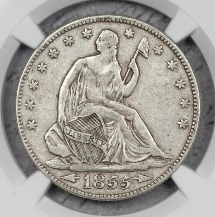 1855/54年 シーティング・リバティ・ハーフドル NGC VF35! #1CUY