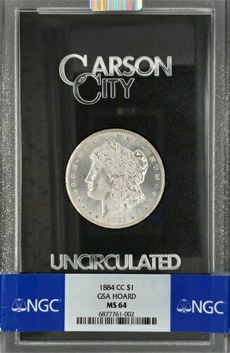 1884-CC モルガン銀貨 1ドル カーソンシティ GSA ホード NGC MS64